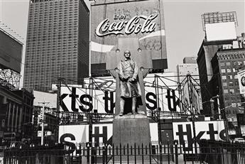 LEE FRIEDLANDER (1934- ) New York City (Father Duffy, Times Square). 1974; printed before 1978.                                                  